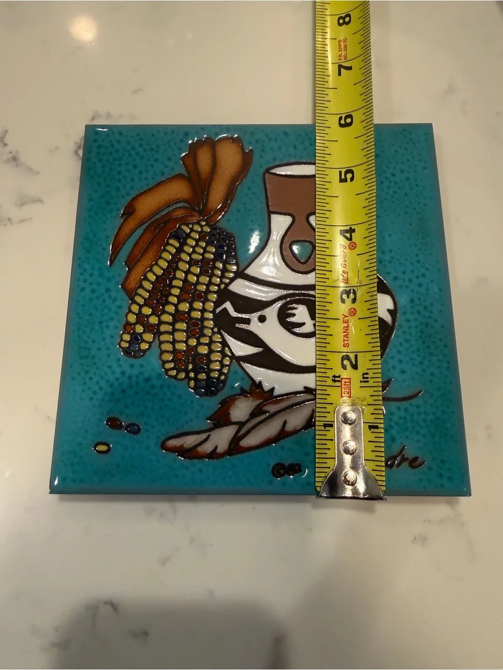 Vintage Cleo Teissedre Southwestern Ceramic Art Tile Trivet Wall Decor 6”